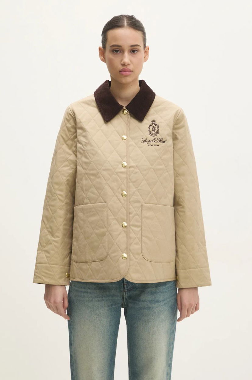 Jakke Sporty & Rich Sporty & Rich Vendome Quilted Jacket Beige | OW008512205BE01