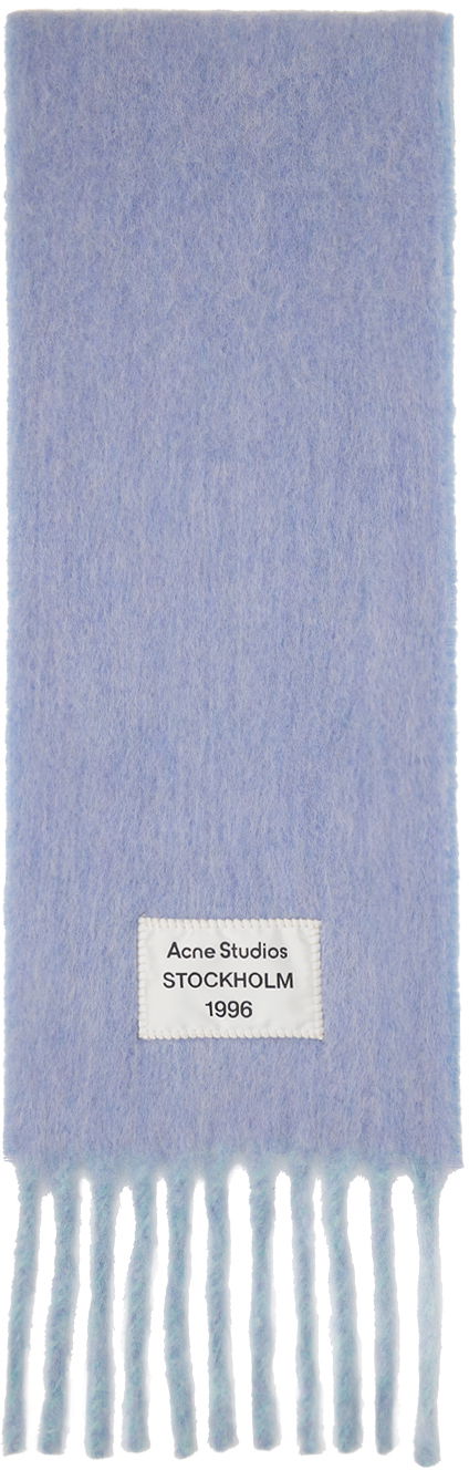 Tørklæde Acne Studios Blue & Purple Logo Label Fringed Scarf Blå | CA0343-