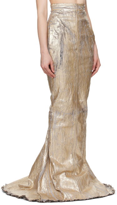 Nederdel Rick Owens Rick Owens Megacrust Stretch Denim Lido Maxi Skirt Metalisk | RO01E7375 SGMC, 1