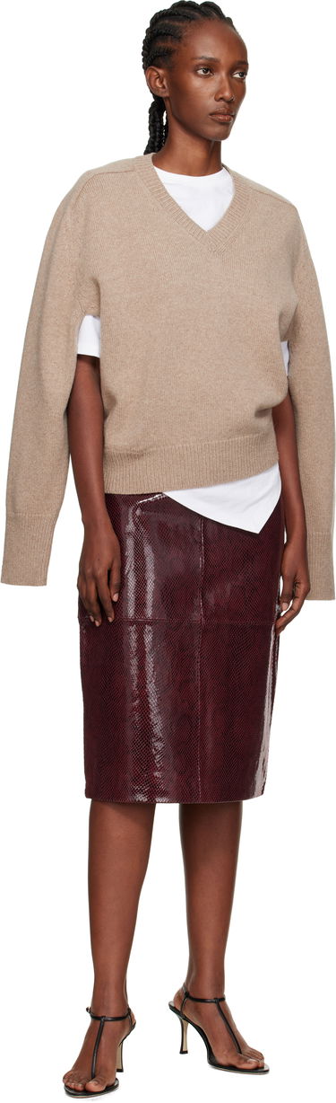 Nederdel Róhe Róhe Snake Leather Midi Skirt Bourgogne | 416-32-166, 3