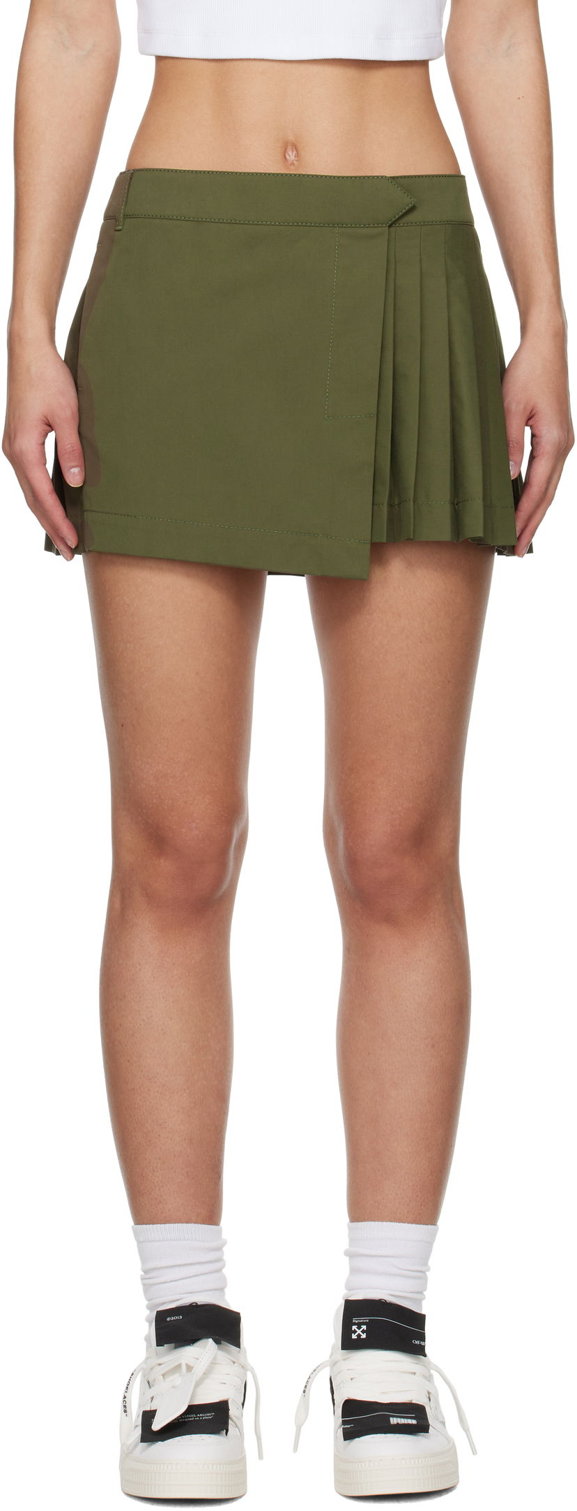 Nederdel Off-White Off-White Savana Pleated Miniskirt Grøn | OWCU014S25FAB0025800