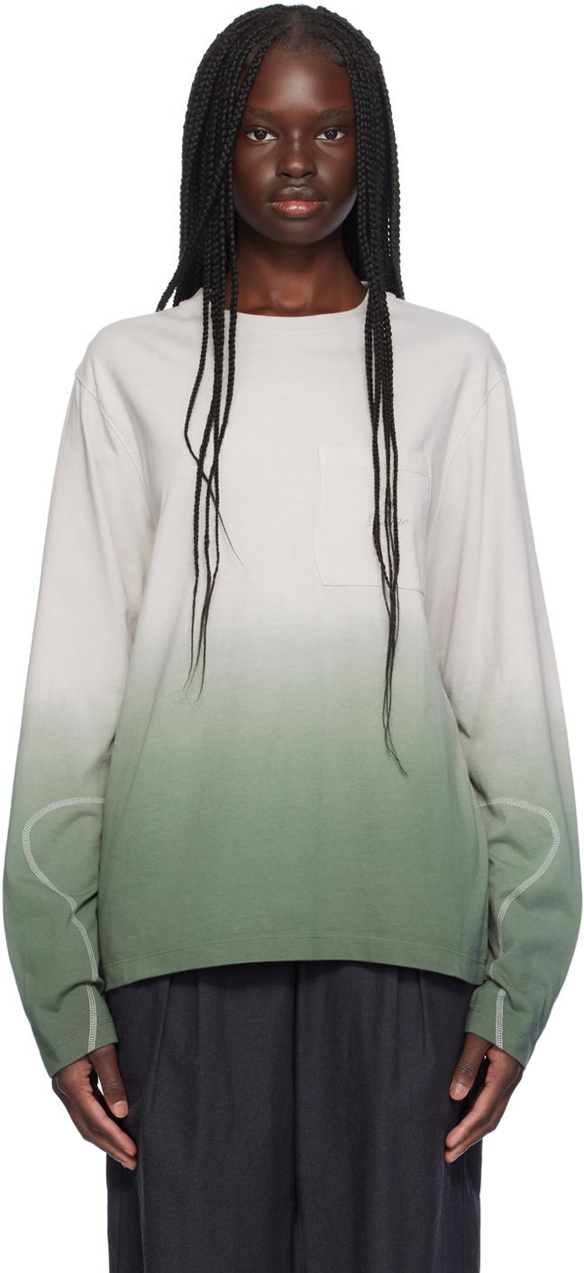 T-shirt Dime Green Gradient Long Sleeve T-Shirt Grå | DIMESU2412GRN, 0