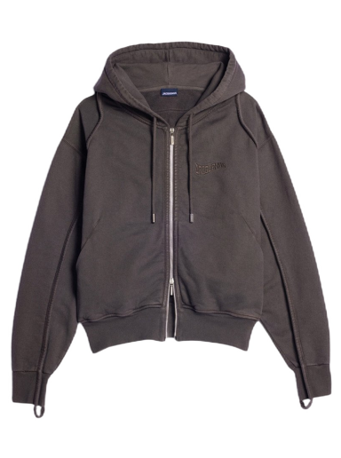 Jakke Jacquemus Le Sweater Camargue Zippe Clay Logo Grå | 235JS129-2087-880