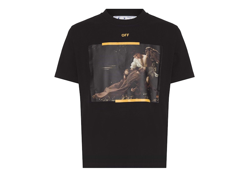 T-shirt Off-White Arrow Caravaggio St. Fran Skate Slim Tee Black/Yellow/Multi Sort | OMAA027C99JER0141001, 0