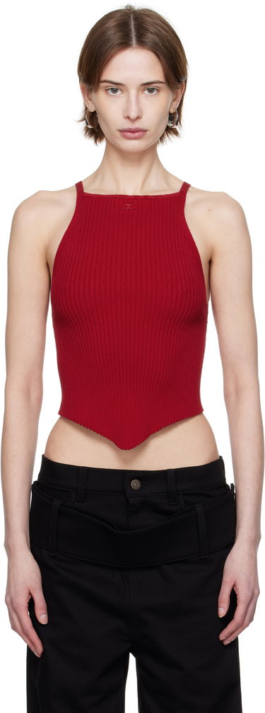 Tanktop Courrèges Courrèges Pointy Rib Knit Tank Top Rød | 125MTO042FI0001, 0