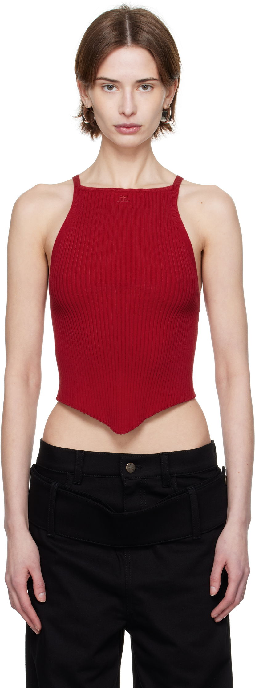 Tanktop Courrèges Courrèges Pointy Rib Knit Tank Top Rød | 125MTO042FI0001