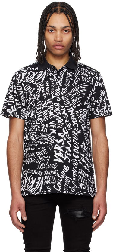 Polo skjorte Versace Versace Jeans Couture Logo Pattern Polo Sort | E78GAG6R0_EJS459, 0