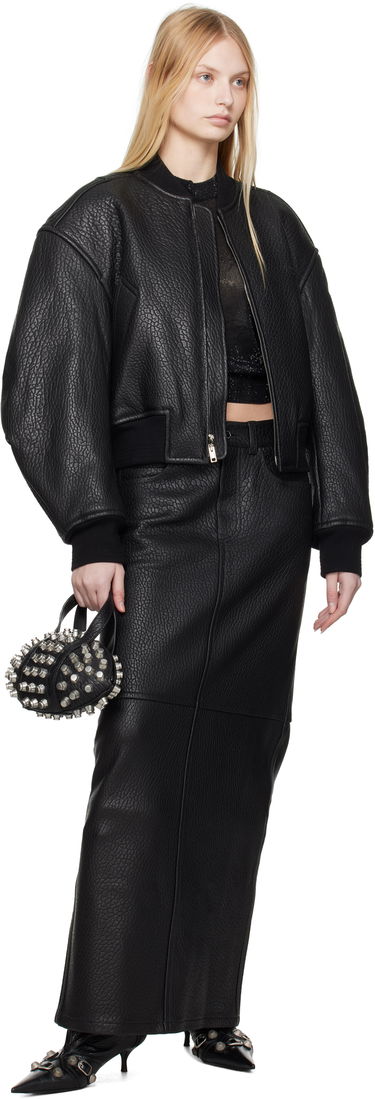 Bomberjakke Alexander Wang Alexander Wang Cropped Leather Bomber Jacket Sort | 1WC1252627, 3