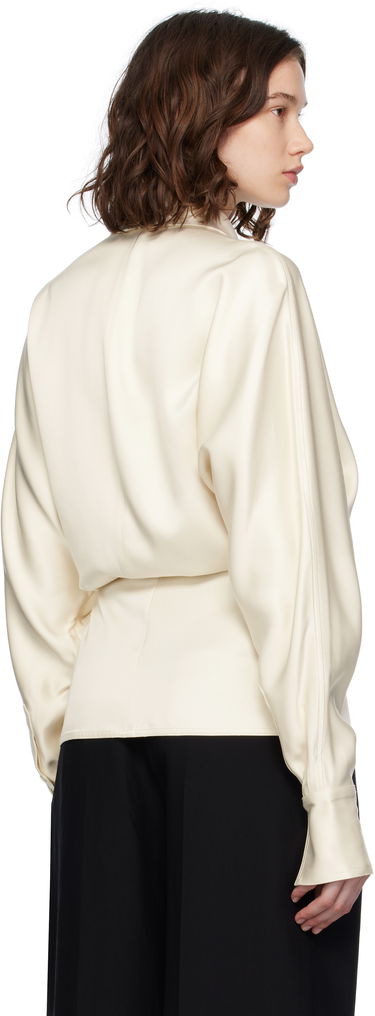 Skjorte TOTEME TOTEME Wrap Satin Blouse Beige | 253-WRT0543-FB0382, 2