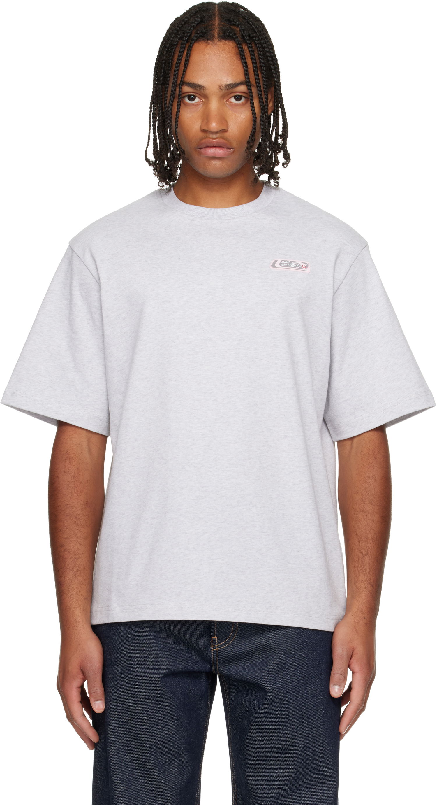 T-shirt Casablanca 'Casablanca' Logo Patch T-shirt Grå | M-AW25-JTS-044-02, 0