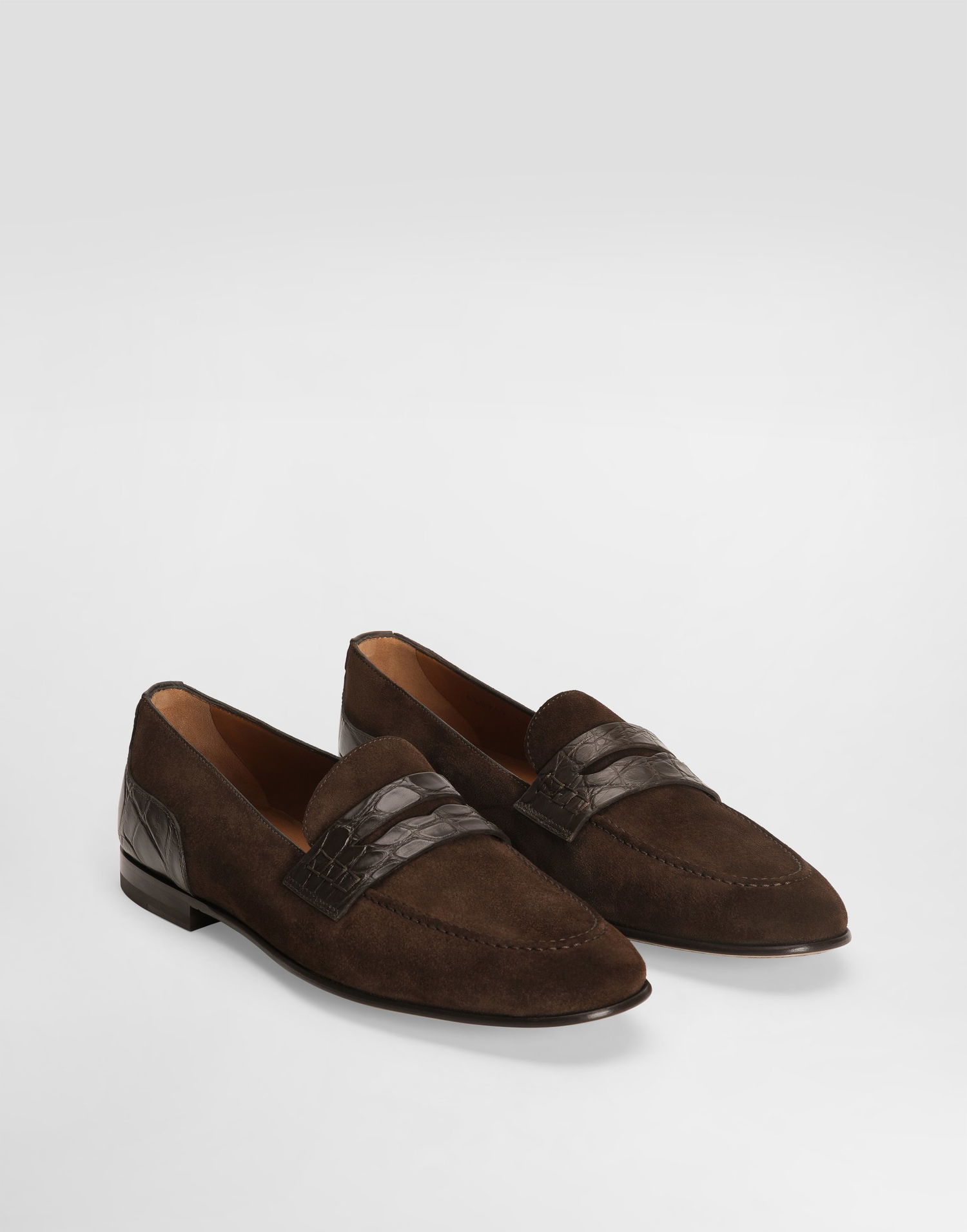 Sneakers og sko Dolce & Gabbana Split Calfskin Alligator Driver Loafers Brun | A50717A2E228M157, 1