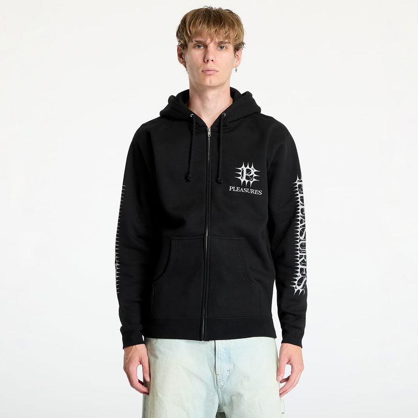 Sweatshirt Pleasures Spike Zip Hoodie Black Sort | P24F102 BLACK