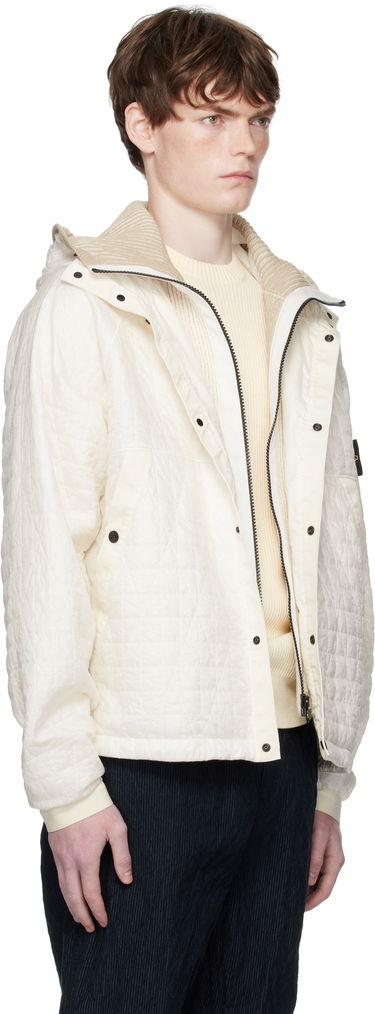 Jakke Stone Island Stone Island Quilted Crinkled Reps Hooded Jacket Hvid | K2S15 4100023 S0186, 1