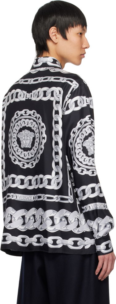 Skjorte Versace Versace Medusa Chains Silk Shirt Sort | 1019438_1A13397, 2