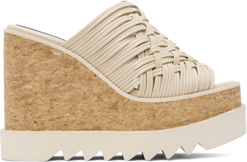 Tilbehør Stella McCartney Stella McCartney Sneak-Elyse Woven Platform Wedge Sandals Beige | 810545APADB0
