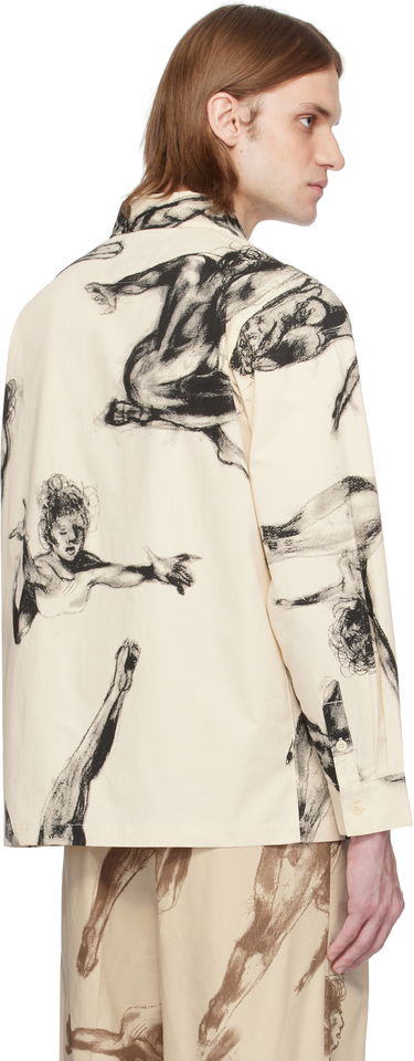 Skjorte KidSuper KidSuper Trapeze Performer Button Up Shirt Beige | SS25-LTP-06, 2