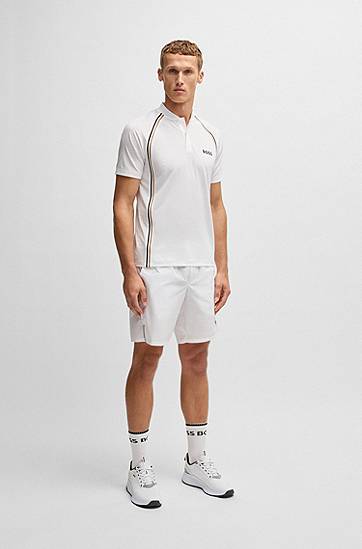 Polo skjorte BOSS Slim-Fit Super-Stretch Mesh Polo Shirt Hvid | 50538122, 1
