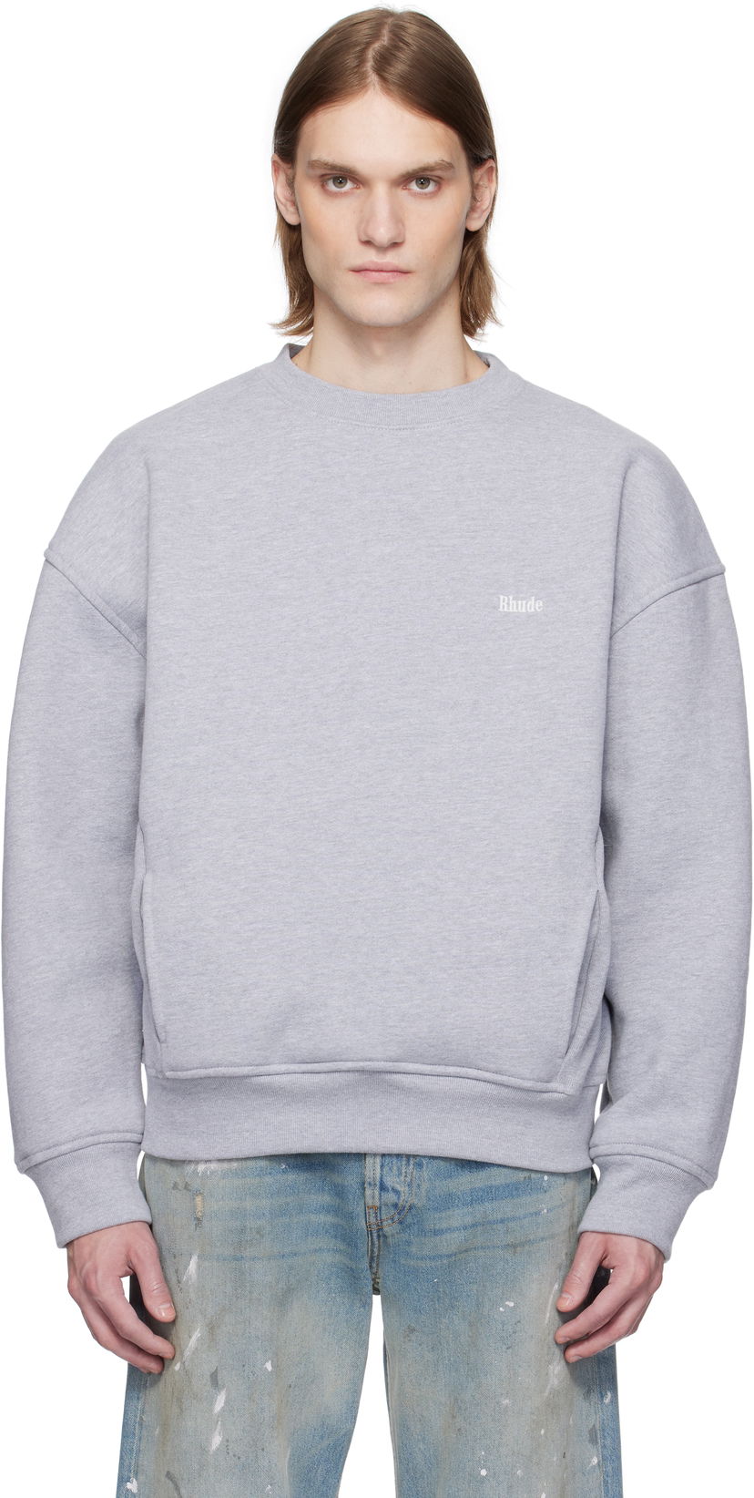 Sweater Rhude Rhude Classique Crewneck Sweatshirt Grå | RHSS25ST01229