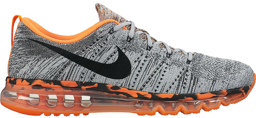 Tøj Nike Flyknit Max "Wolf Grey Black Orange" Grå | 747361-008