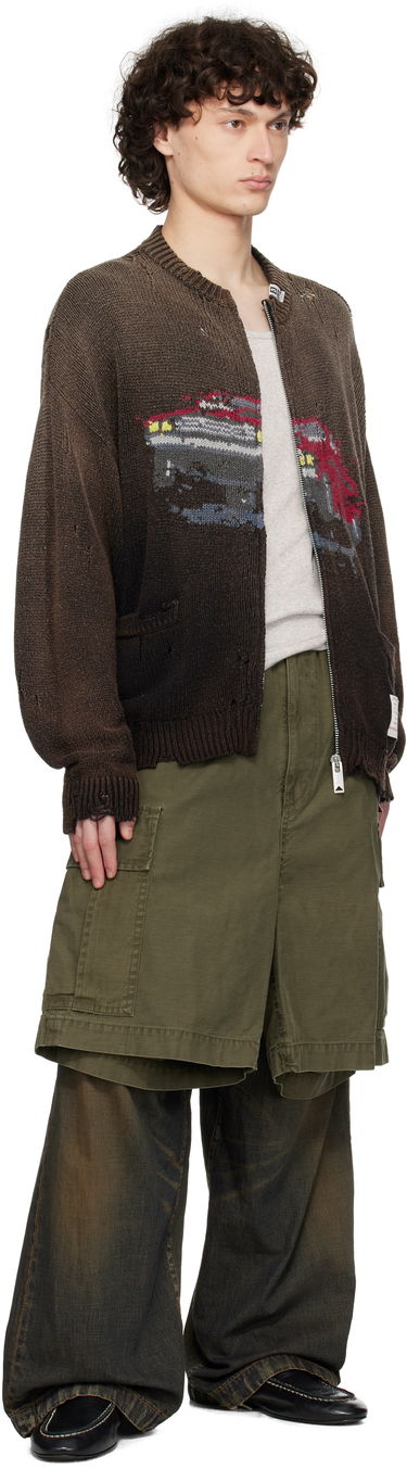 Sweater Maison MIHARA YASUHIRO Maison MIHARA YASUHIRO Car Jacquard Knit Zip Cardigan Brun | A14CD511, 3