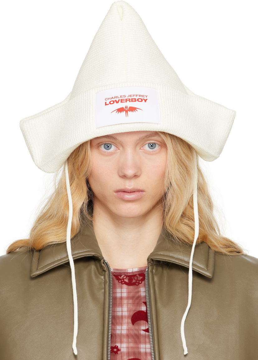 Hat Charles Jeffrey Loverboy Charles Jeffrey LOVERBOY Paper Boat Knit Beanie Hvid | 54130702