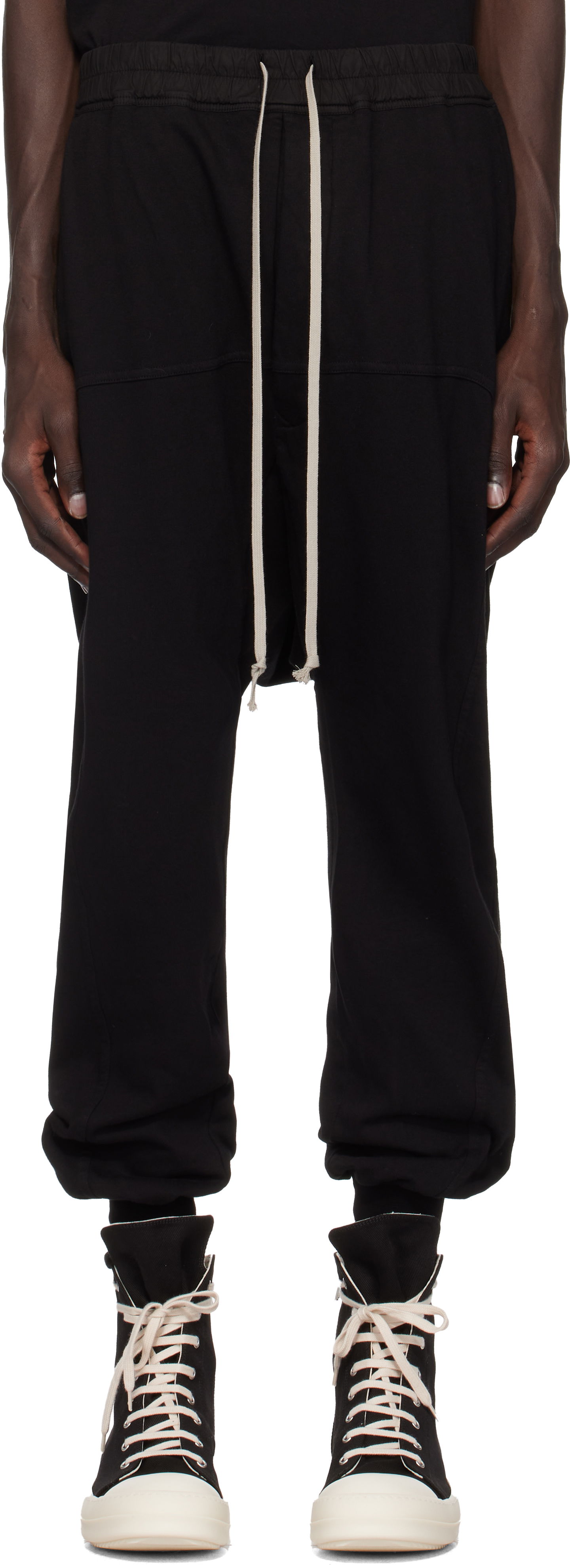 Joggingbukser Rick Owens Prisoner Drawstring Sweatpants Sort | DU02D2395 RIG, 0