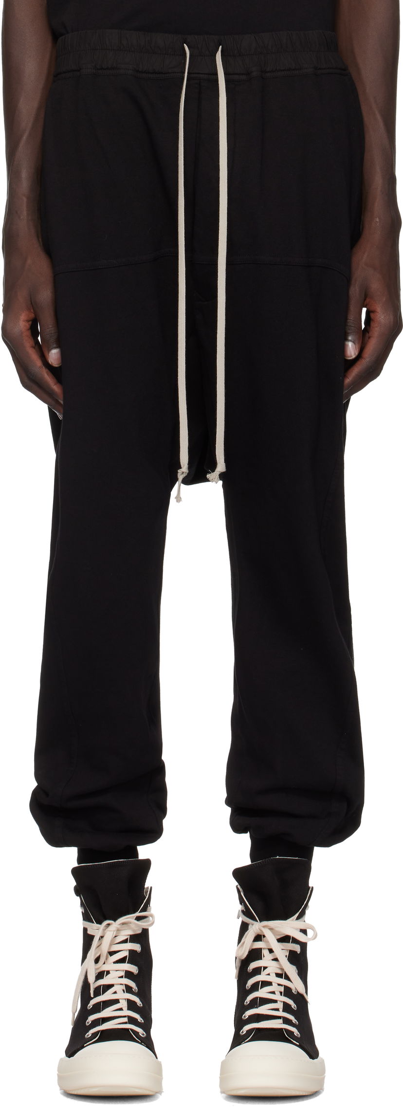 Joggingbukser Rick Owens Prisoner Drawstring Sweatpants Sort | DU02D2395 RIG