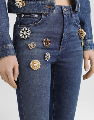 Jeans Dolce & Gabbana Dolce & Gabbana 5-Pocket Jeans with Embellishments Blå | FTC67ZG8NY1S9001, 3