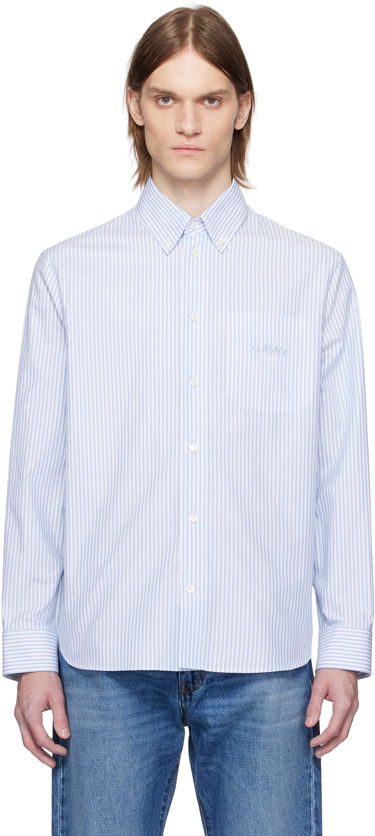 Skjorte Versace Versace Striped Poplin Shirt Blå | 1016210_1A13450, 0