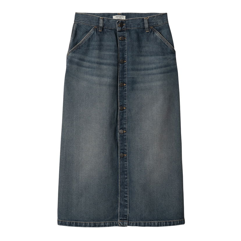 Nederdel Carhartt WIP Worn Wash Button-Front Denim Midi Skirt Blå | I034647_8