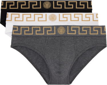 Boksere Versace Three-Pack Briefs With Greca Border Grå | AU10327_1A10011, 0