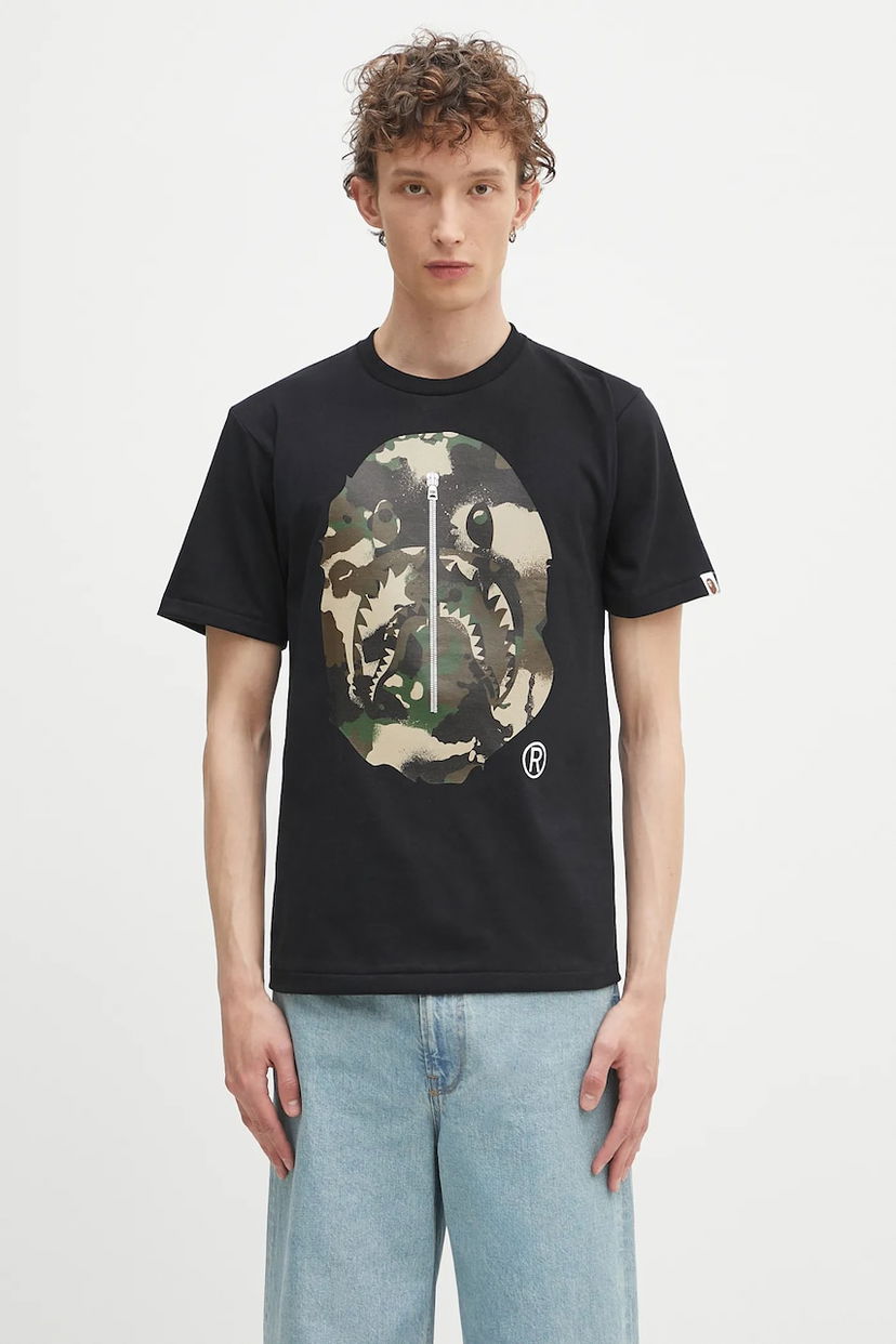 T-shirt BAPE A Bathing Ape Map Camo APE Head Shark T-Shirt Sort | 1L30110023