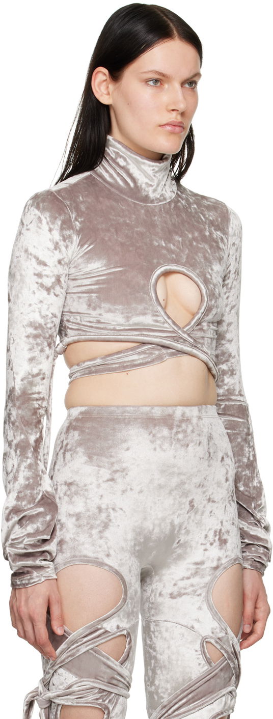 T-shirt Ottolinger Ottolinger Velvet Wrap Turtleneck Top Grå | 401703, 1