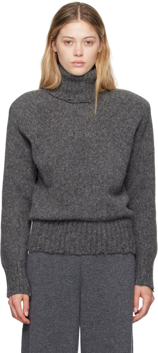 Sweater Stella McCartney Stella McCartney Distressed Turtleneck Sweater Grå | 6K08613S2522