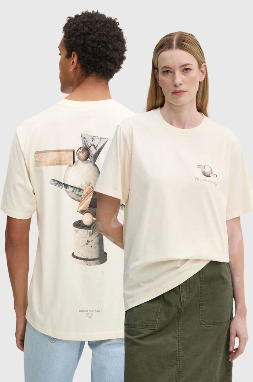 T-shirt Filling Pieces Beige Graphic T-Shirt Hvid | 74414089936