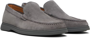 Sneakers og sko BOSS Suede Loafers with Contrast Outsole Grå | 50543083, 4