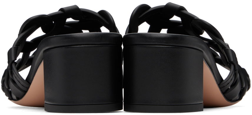 Sneakers og sko Gianvito Rossi Amalfi Woven Leather Heeled Sandals Sort | G10025-45RIC-CLN, 1