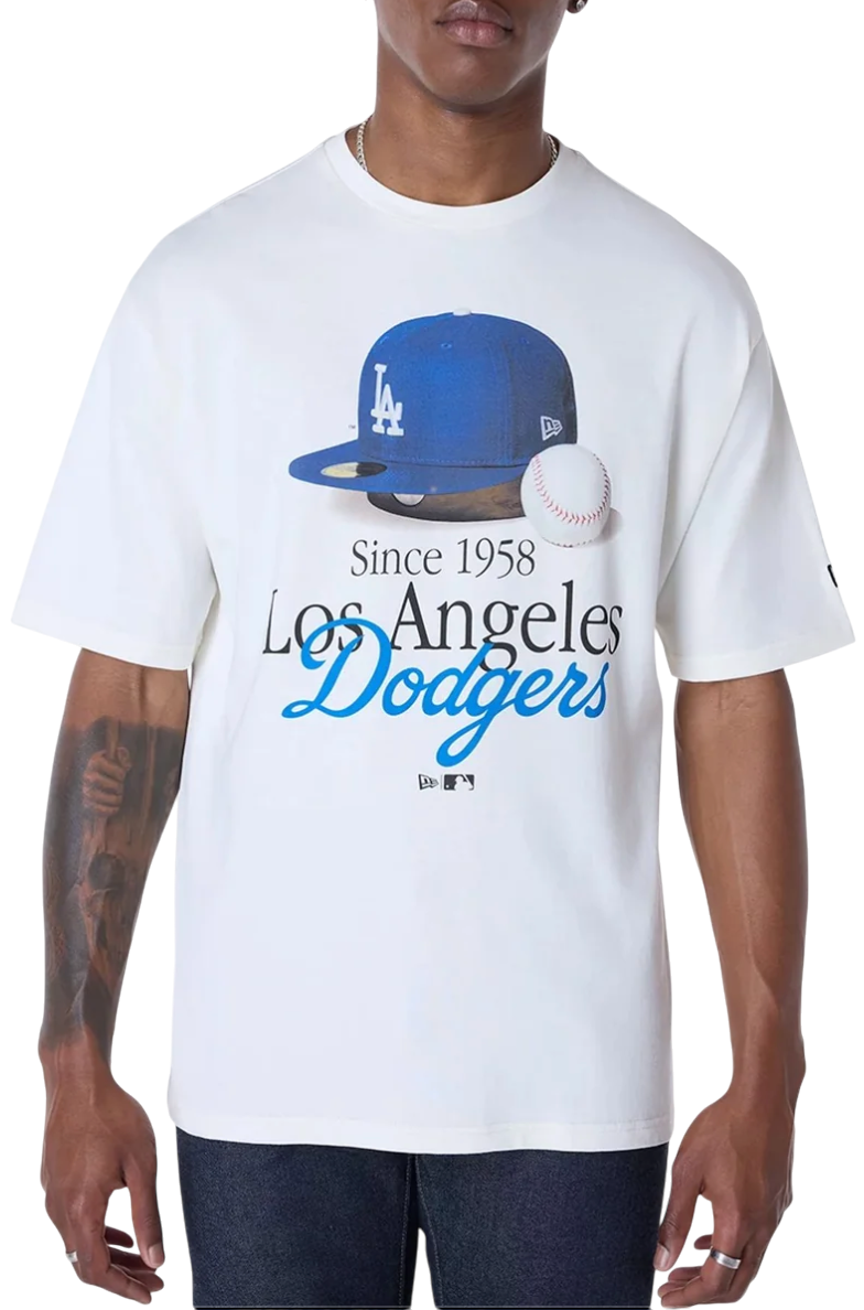 T-shirt New Era Los Angeles Dodgers Script Graphic T-Shirt Hvid | 60596283-60596283