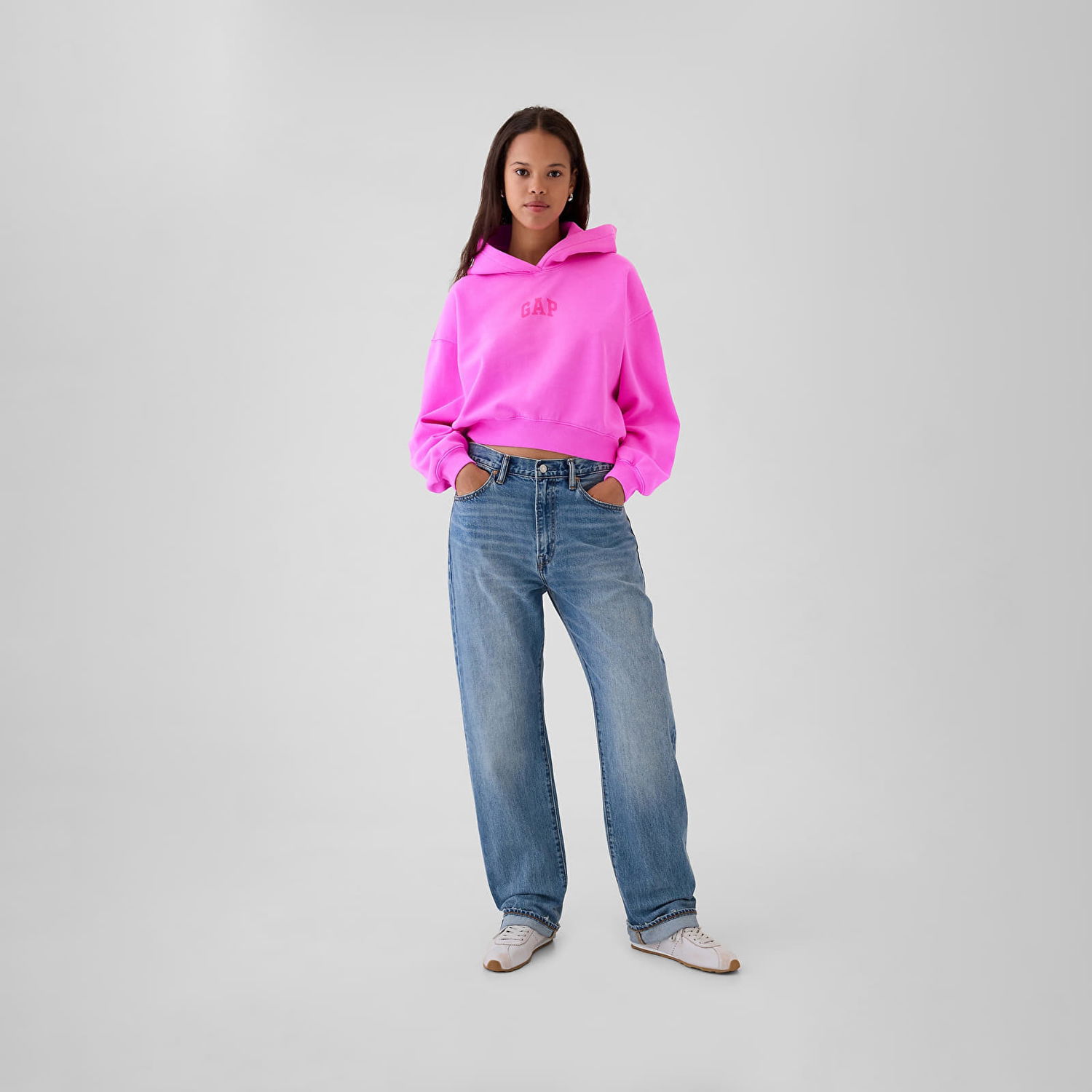 Sweatshirt GAP Logo Pullover Hoodie Lyserød | 841725-01, 0