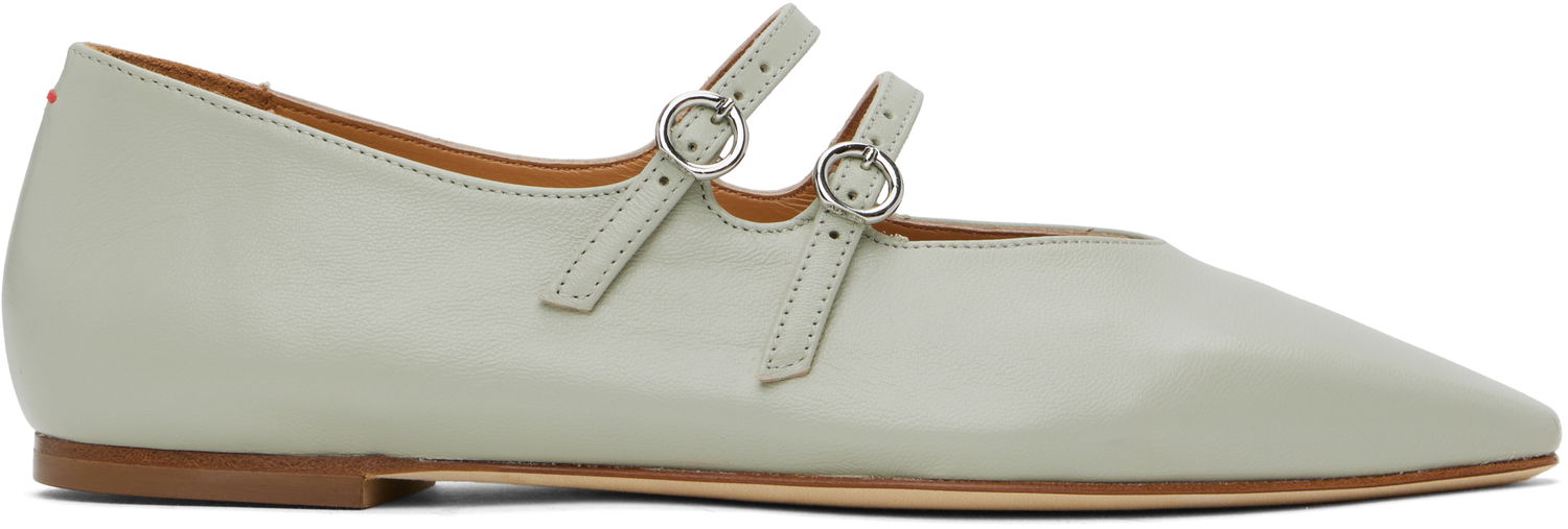 Skopleje Aeyde Aeyde Franny Double Buckle Ballerina Flats Grøn | A11-FL-VALS08FL148-SS25-1017-007, 0
