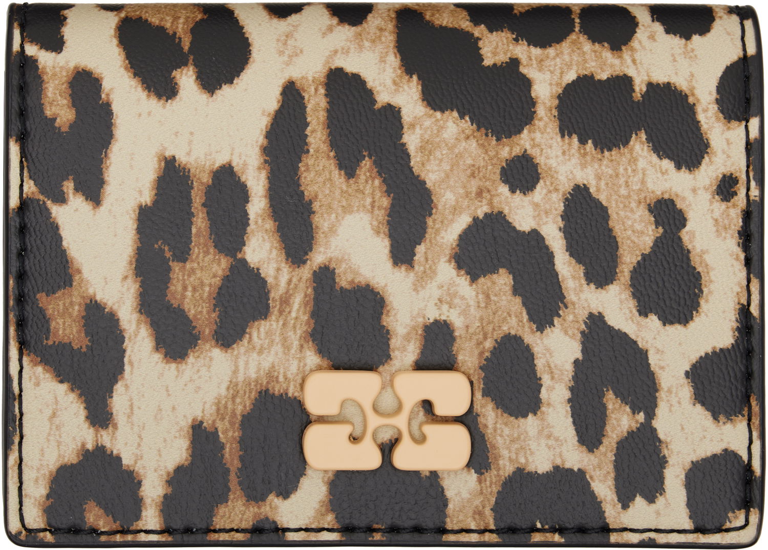 Tegnebog GANNI GANNI Leopard Bou Flap Card Holder Beige | A6545, 0