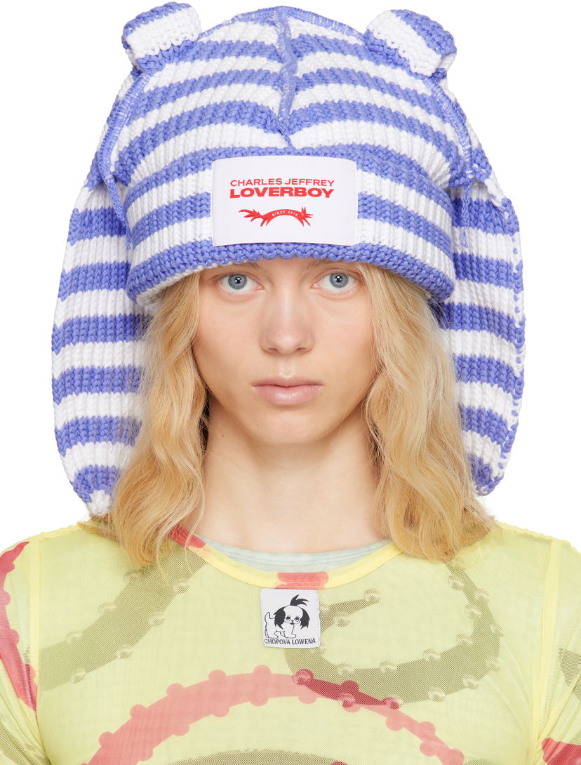 Beanie Charles Jeffrey Loverboy Charles Jeffrey Loverboy Chunky Knit Rabbit Beanie Blå | 54131501