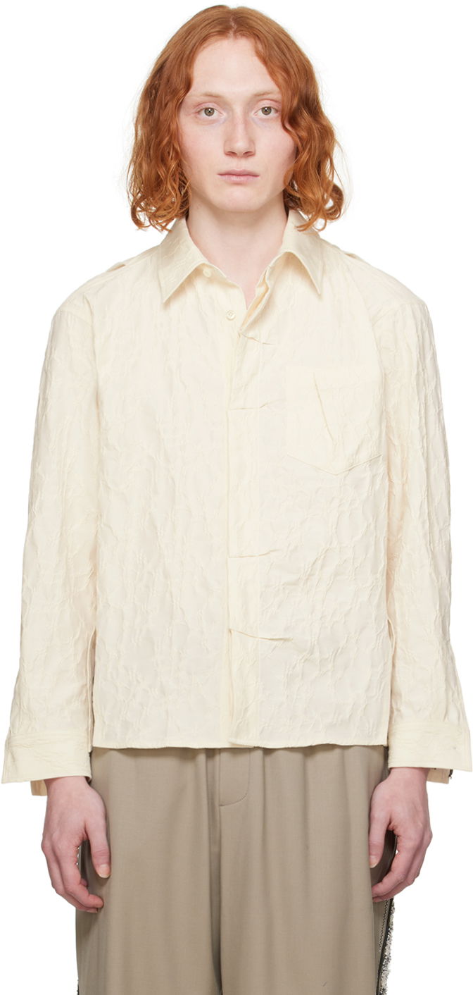 Skjorte ADER ERROR Textured Button-Up Shirt Beige | BN01SSSH0102IV