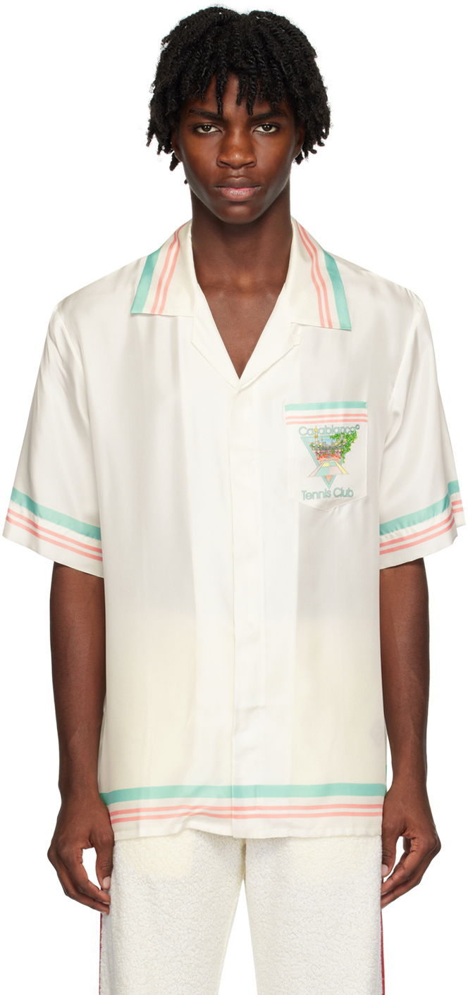 Skjorte Casablanca 'Tennis Club' Icon Shirt Beige | U-MF23-SH-003-01 SILK TWILL TENN, 0