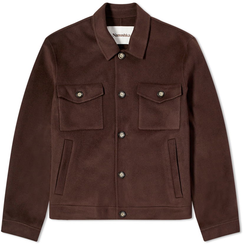 Jakke Nanushka Rhys Wool Overshirt Brun | NM23PFOW00878