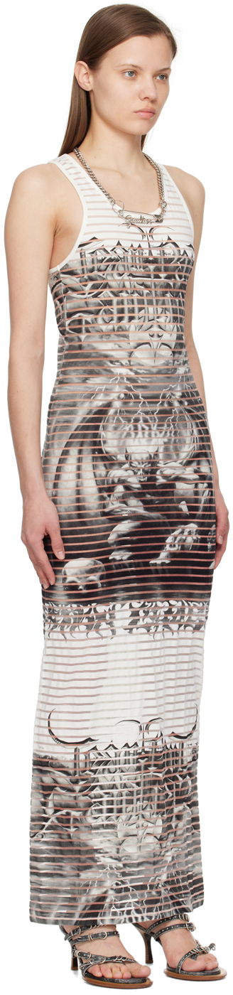 Kjole Jean Paul Gaultier Graphic Print Scoop Neck Maxi Dress Hvid | 24/25-F-RO158-J544-0100, 1