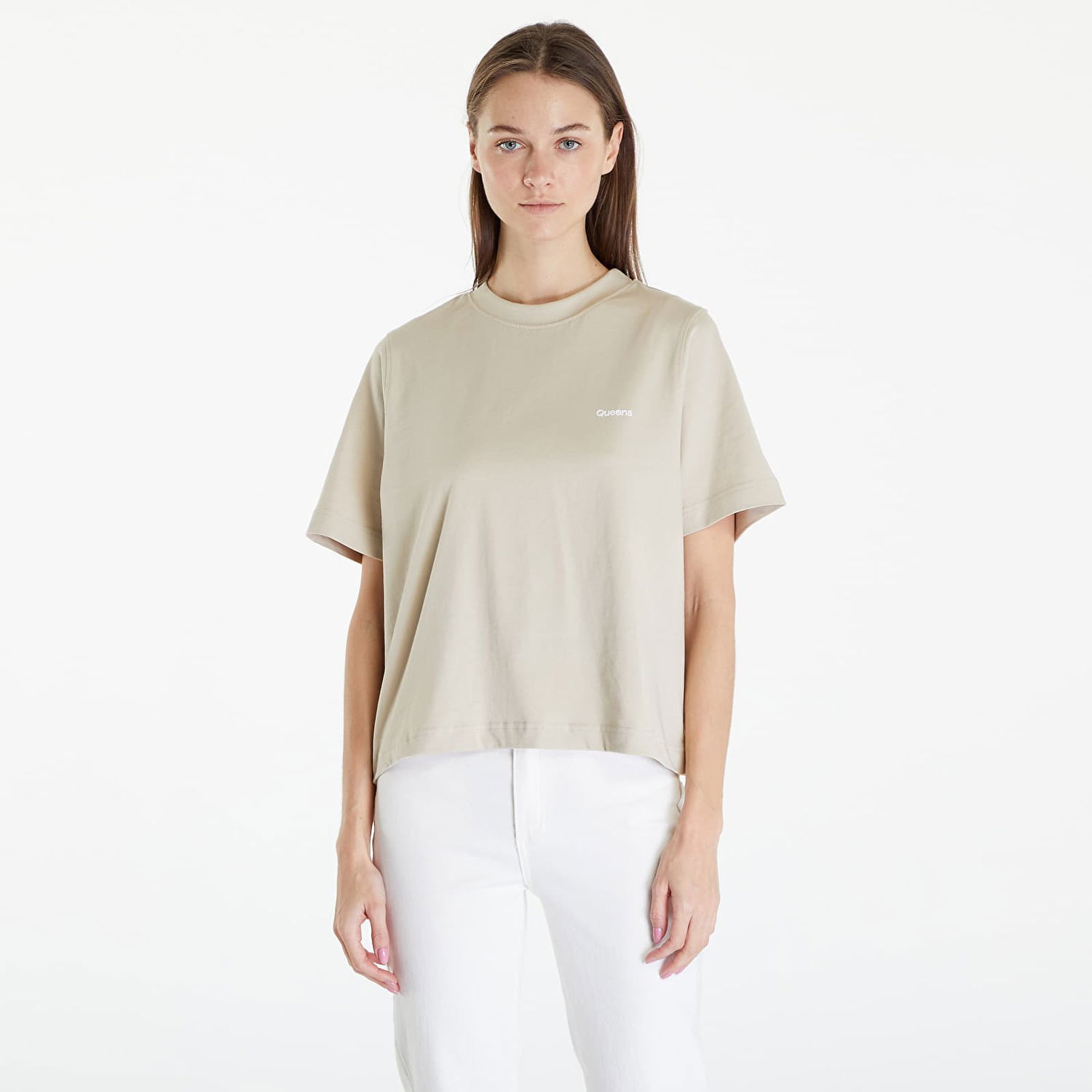T-shirt Queens Essential T-Shirt With Contrast Print Beige Beige | QNS_021, 0