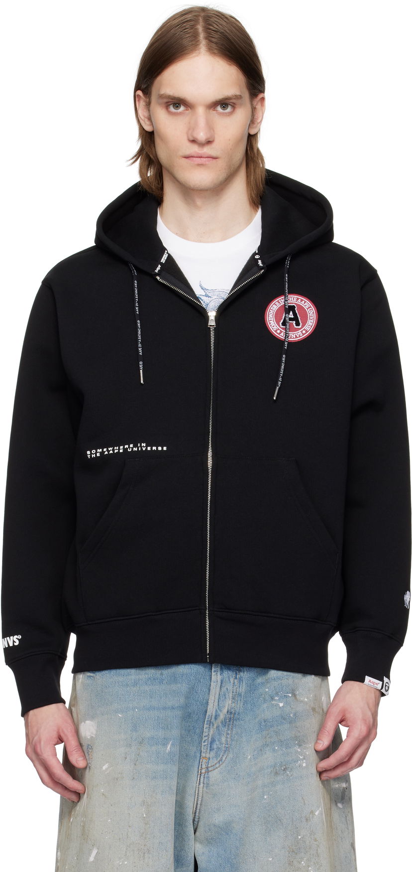 Sweatshirt AAPE by A Bathing Ape AAPE by A Bathing Ape Injection Zip-Up Hoodie Sort | AAPSWMC338XXNBKX