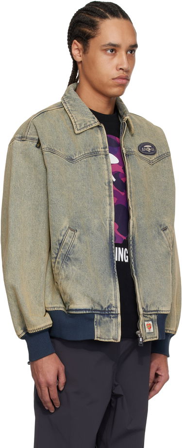 Jakke AAPE by A Bathing Ape AAPE by A Bathing Ape 'AAPE' Main Lightweight Denim Bomber Jacket Blå | AAPLJM7706XANBLL, 1