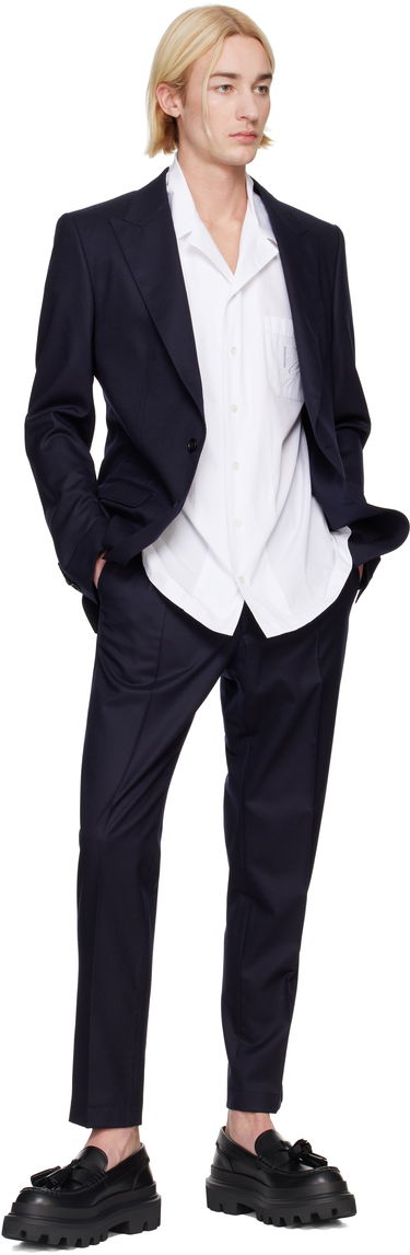 Bukser Dolce & Gabbana Tailored Flannel Trousers Blå | GW13ETFU21Q, 3